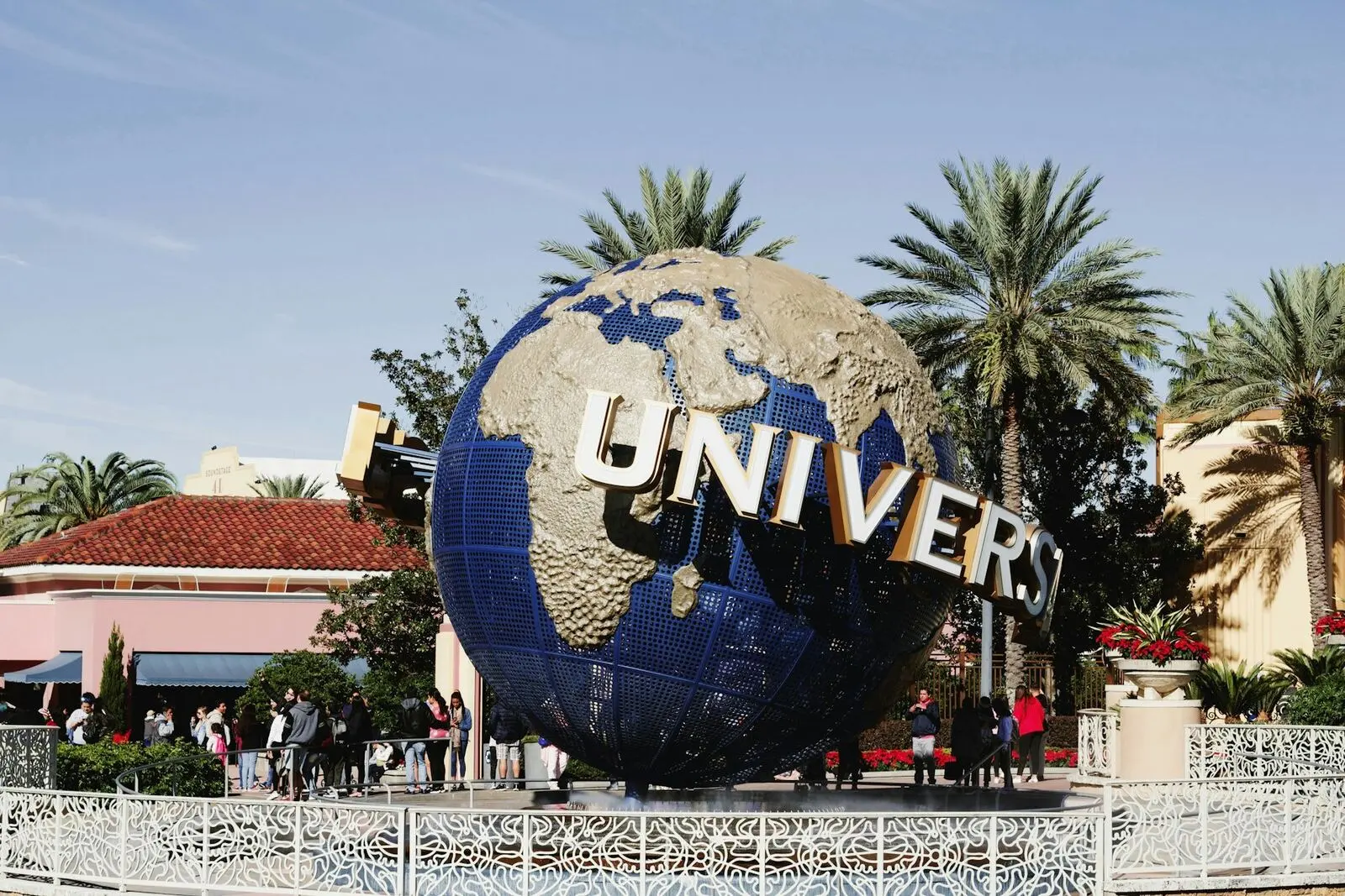 Universal Studios globe at the park entrance